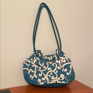 Brighton Teal and White Shoulder Bag